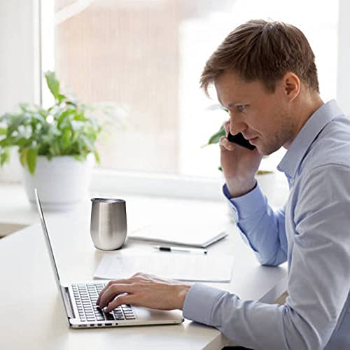 Starspeed 12Oz Stainless Steel Wine Tumbler With Lid. Stemless Double Wall Insulated Wine Tumbler.wine Glass Is Suitable For Different Scenes, Parties,Outdoor, Gifts And So On.(Silver, 1) #TOP6