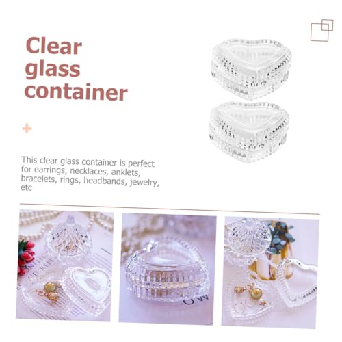 Boîte à bijoux en verre transparente cœur et rangement élégant de table