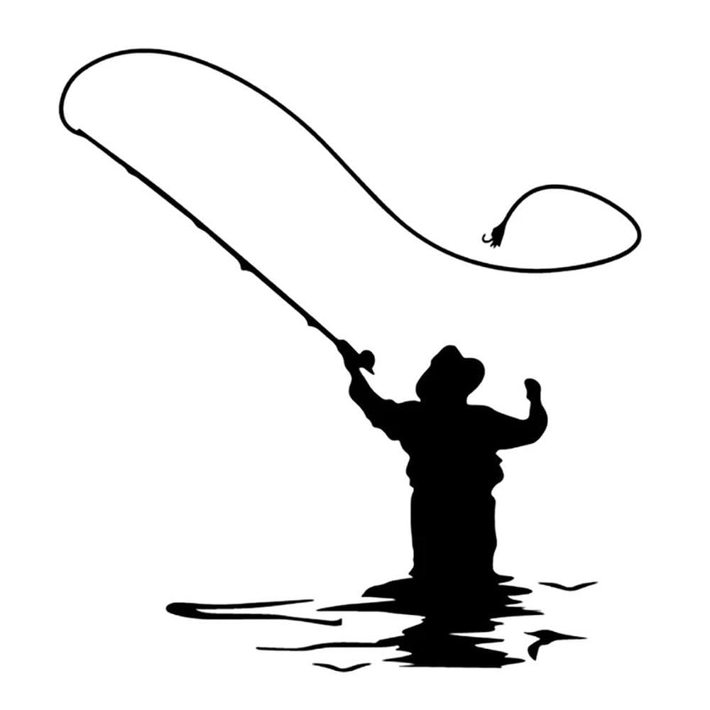 Car Stickers Vinyl Decal Fisherman Go Fishing Motorcycle Decorative Accessories(Black)