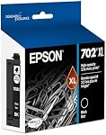 EPSON 702 DURABrite Ultra Ink High Capacity Black Cartridge (T702XL120-S) Works with Workforce Pro WF-3720, 3730, 3733
