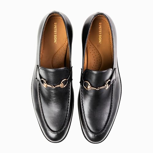 Mens Loafers Dress Shoes | Genuine Leather Classic Horsebit Design Comfortable Rubber Sole Men's Loafers & Slip-Ons2