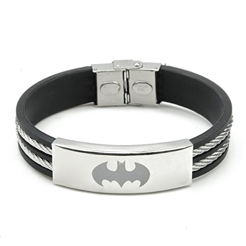 Hydia Steel Jewelry Black Batman Stainless Steel Cable Wire Mens Bracelet