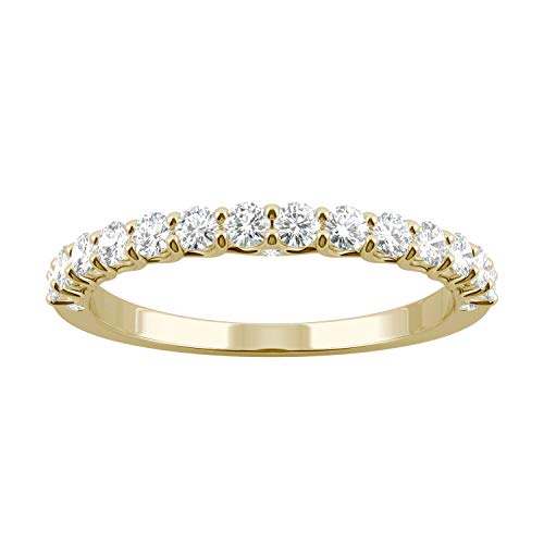 Charles & Colvard 14K Yellow Gold Moissanite 2mm Round Wedding Band, 0.45cttw DEW