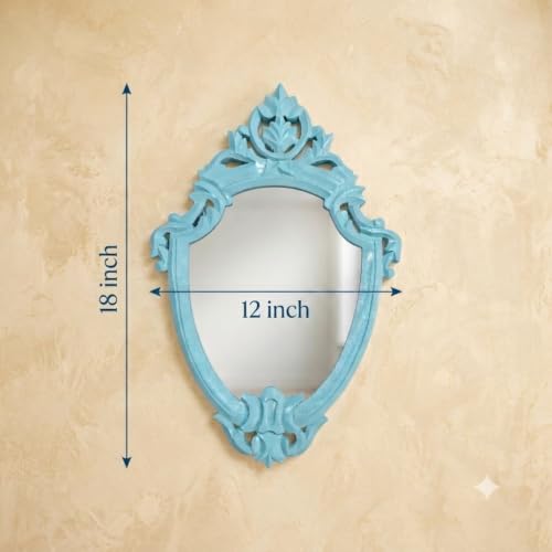 Image of Maharani Mirror Frame for Living Room Bedroon Bathroom (Maharani Mirror Frame) & Jharokha Style Mirror Frame (Size18x12inch). (Rich Green)