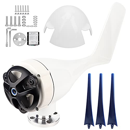 Kit Turbine Eoliche di Piccole Dimensioni 800W Funzionamento Silenzioso ad Alta Efficienza di Alimentazione a Energia Rinnovabile per Ricarica Domestica Marina con 3 Pale in (24V)
