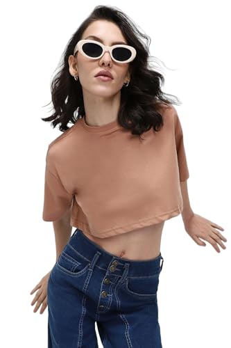 Image of Forever 21 Women Solid Oversized Crop Top
