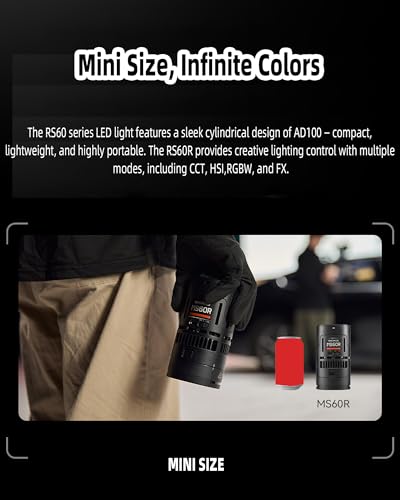 Image of Godox RS60Bi 60W Bi 2800K- 6500K Color LED Light Provides Creative Lighting Control with Multiple Modes, Including CCT, HSI,RGBW, and FX.