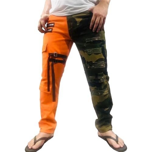 Men's Two Tone Patchwork Denim Pants Slim Fit Camouflage Skinny Jeans Splicing Camo Patches Jeggings