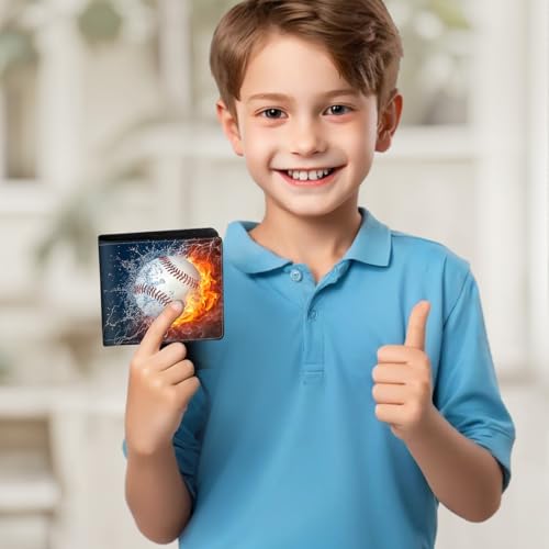 Image of Boys Wallet for Kids, Teen Boy Baseball Wallets 9-12 8-10 8-12, Cool Novelty Leather Bifold Rfid Blocking Purse Coin Pocket Zipper Id Window for Children Men Male Youth Guys Birthday Gifts