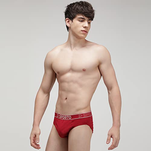 Image of sporto Men's Solid Cotton Brief with Soft Elastic Waistband (Pack of 3) Black