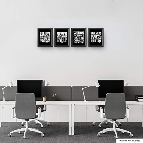 Lushleaf Designs Motivational Quote Workout Gym Poster - 8" X 10" Inches - Classroom And Office Wall Art - Black Matte Finish - Adhesive Backing Can Stick On Smooth Surfaces #TOP7