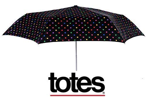 Totes Neverwet Technology, Auto Open Auto Close, Colorful Dots On Black 43" Arc Umbrella,, Medium #TOP2
