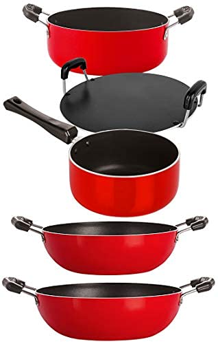 Nirlon Flat Base Heat Resistance Non-Stick Pots and Pans Set Offer