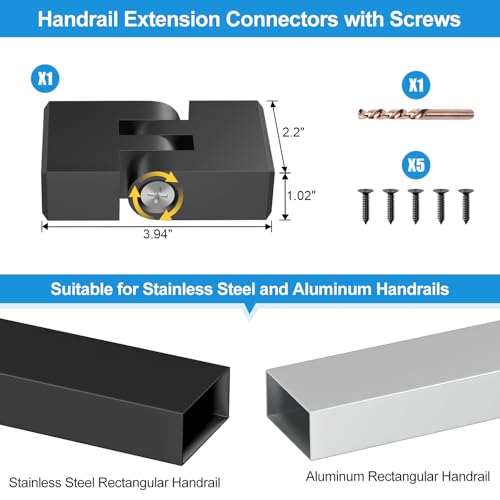 Image of Handrail Vertical Pivot Connector - Flat Handrail Accessories, POM Handrail Connector Fitting for Rectangular Cable Railing Handrail, Stair Cable Railing System, RG01-V