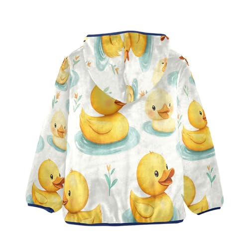 Rubber Ducks Water Pattern Toddler Fleece Jacket Girl Boys Hooded Fleece Jacket Coat Warm Outwear Zip-up 3-10T2