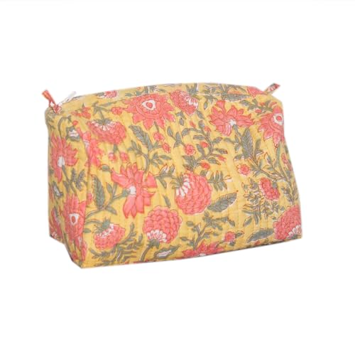 Image of Toiletry Travel Bag | Men's Shaving Kit & Women's Makeup Pouch | 23.5 x 11.5 x 17.5 cm | Yellow