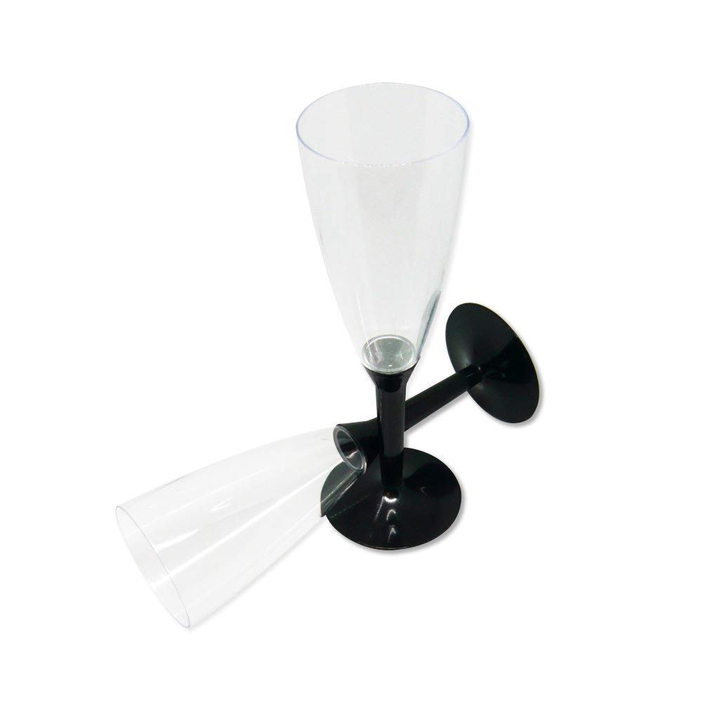 PZ 50 CALICI FLUTE + PZ 50 BASE NERA PER CHAMPAGNE E SPUMANTE