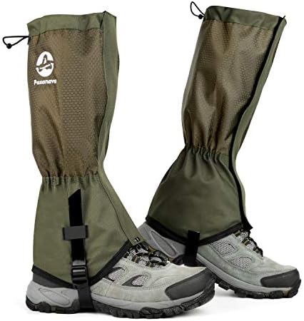 Pasanava Leg Gaiters Waterproof and Adjustable Snow Boot Gaiters One Size for Hiking,Walking,Hunting,Backpacking and Outdoor Climbing for Men and Women (Green)
