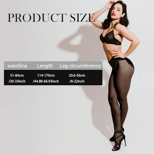 High Waisted Tights for Women - Back Seam Sheer to Waist Pantyhose Control Top, Comfortable Stretch Black Pantyhose (Sexy & Elegant, Plus Size XL-XXL)2