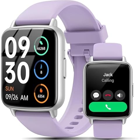 Smart Watch for Men Women Answer/Make Calls,Fitness Watch with Heart Rate Monitor Sleep Monitor, 100+ Sports Activity Trackers, IP68 Waterproof, Smartwatch for Android/iOS,1.85"HD (SILVER+PURPLE) Cover