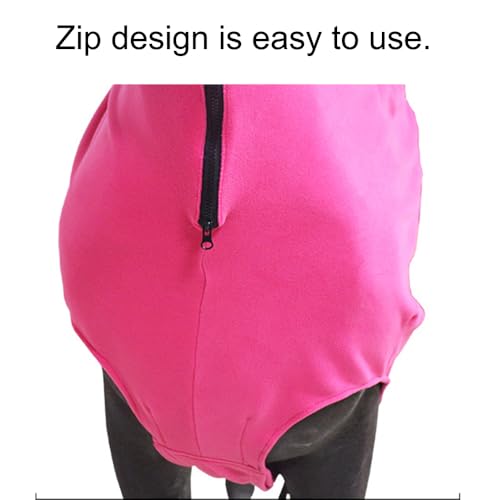 Image of SagaSave Full Face Horse Head Hood Comfortable Horse Covering Blanket All-Covered Soft Fleece Horse Cover with Zipper Warming Hood for Horse Head and Neck Protection (Pink-XL)