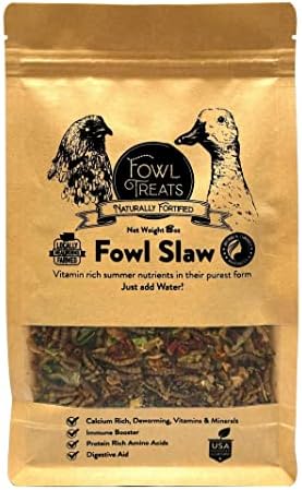 Fowl Treats Naturally Fortified Fowl Slaw - Calcium Rich Supplements Suitable for Hens and Ducks, Contains USA Grown Ingredients – Natural Deworming – 8oz