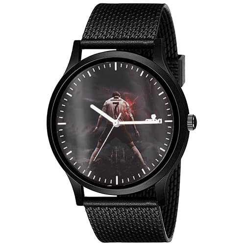 AROA Watch New Watch for Cristiano Ronaldo Dark Graphics Model : 486 Men Black Metal Type Rubber Analog Watch Black Dial for Men Stylish Watch for Boys (B0C49HRSTY) Amazon Price History, Amazon Price Tracker