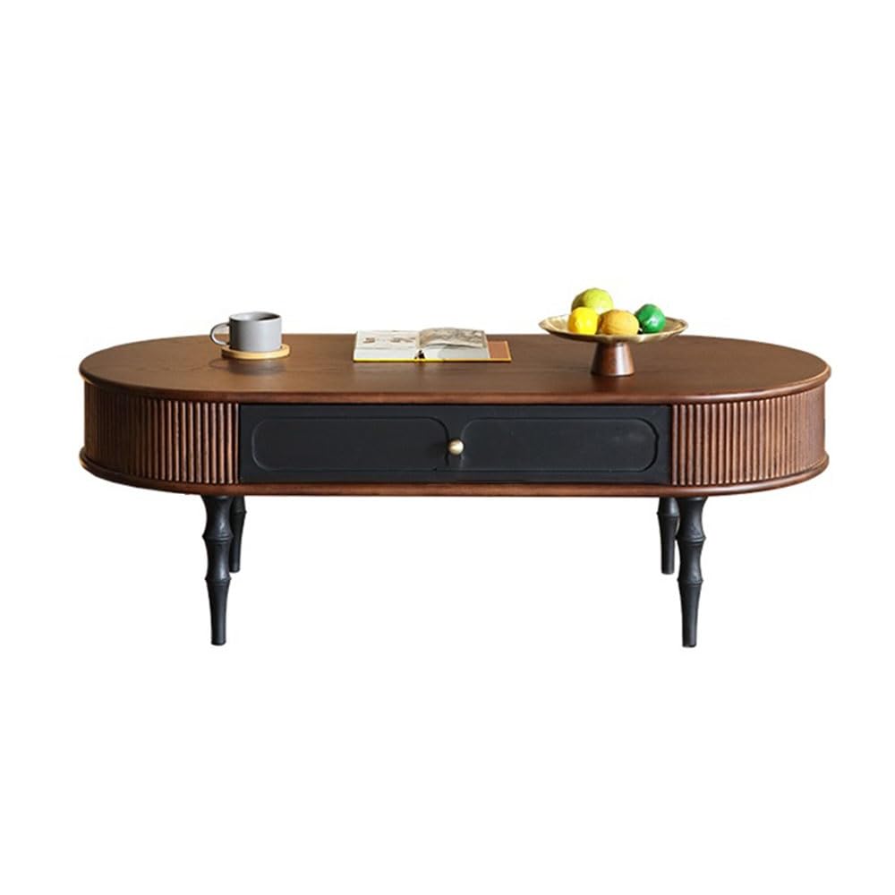 ZTHYSHOZ Side Table Vintage Oval Wooden Coffee Table with Drawer Mid-Century Modern Living Room Storage