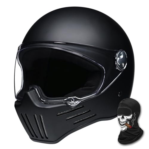 Casco integral de motocicleta de estilo retro para adultos unisex, casco de ciclomotor para turismo con visera solar, cascos de motocicleta antichoque aprobados por ECE/DOT,Color E-XXL(63~64cm)