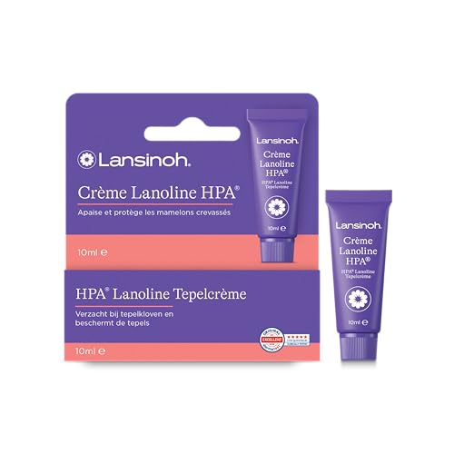 Lansinoh - Crème Lanoline HPA 10 ml - Réparation Intense des Mamelons - 100% Naturelle - Soulage Crevasses, Sécheresse & Irritations - Sûre pour Bébé,...