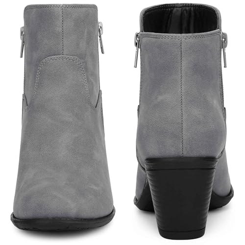 Perphy Low Chunky Heel Side Zipper Booties for Women3
