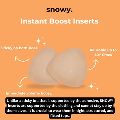 SNOWY Official Instant Boost Sticky Inserts - Reusable Push Up Bra Inserts for 2 Cup Size Enhancement2