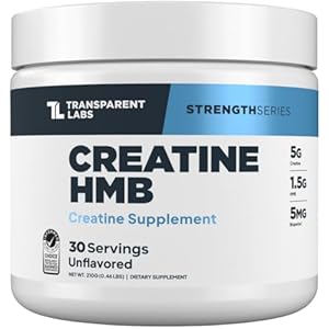 Transparent Labs Creatine HMB – Creatine Monohydrate Powder with HMB for Muscle Growth, Increased Strength, Enhanced Energy Output, and Improved Athletic Performance – 30 Servings, Unflavored