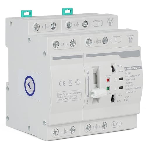 CPROSP Interruptor de Transferencia AutomáTica de Doble Potencia 4p DIN 220V 63A, Dual Power Automatic Transfer Switch, Interruptor Diferencial, ATS Fotovoltaico para DoméSticas e Industriales