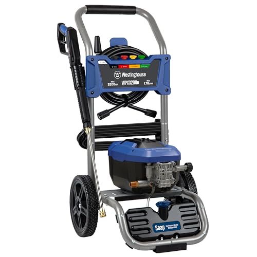 Westinghouse WPX3200e Electric Pressure Washer, 3200 Max PSI and 1.76 Max GPM, Universal Motor, Onboard Soap Tank, Spray Gun and Wand, 5 Nozzle Set, for Cars/Fences/Driveways/Homes/Patios/Furniture
