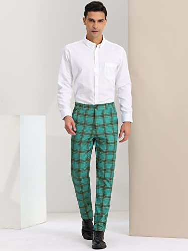 Lars Amadeus Men's Dress Plaid Pants Casual Regular Fit Flat Front Stretch Checked Trousers3