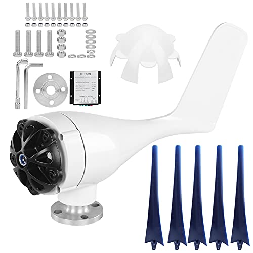 Wind Turbine Generator, 1600W 5 Blade Small Wind Turbine for Industrial Energy Equipment(24V-Blue),Dynamo