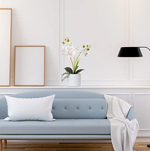 Jusdreen Artificial Flower Bonsai With Vase Vivid Orchid Flower Arrangement Phalaenopsis Flowers Pot For Home Office Décor Table Centerpiece House Decorations(Ceramic Pot/White Orchid) #TOP4