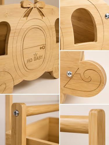Image of Fun-Plus Baby Shower Basket, Wooden Baby Shower Crate with Handle, Pumpkin Carriage Gift Basket for Baby Shower Centerpiece, Rustic Baby Gift Basket for New Parents