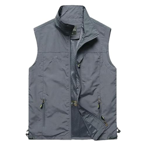 Chaleco para hombre transpirable casual con cremallera color sólido XL