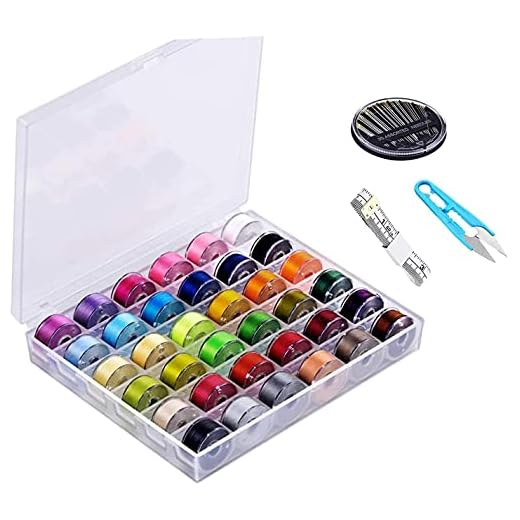 Lyplus 36 peças de bobinas e linha de costura com estojo, conjunto de bobinas pré-enroladas para Singer, Brother, Babylock (transparente)