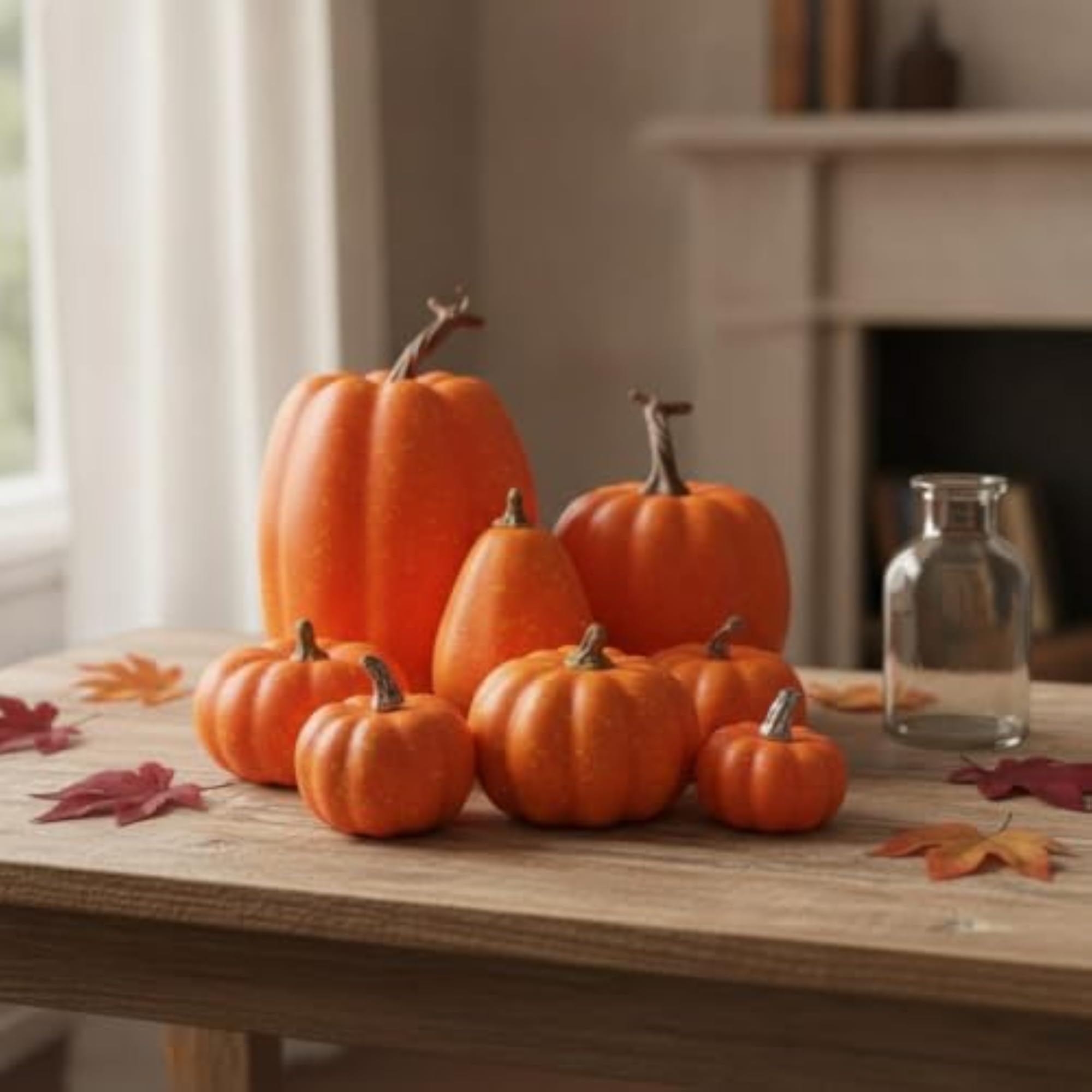 8 Pieces Decorative Assorted Artificial Pumpkins for Home Décor