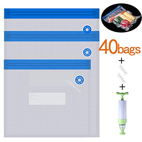 Daarcin 3 Size Sous Vide Bags 40pcs BPA Free Reusable Keep Food Fresh
