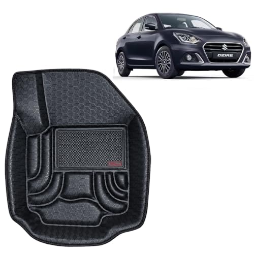 Image of OTO2EYE Car Floor Mat 4.5D Compatible for Maruti Suzuki Swift Dzire (2024 Onwards) All Model, 100% Waterproof Tray Shape, Set of 3 Pieces, Top Notch PVC 4.5D Foot Mats, Washable, 1 Year Warranty