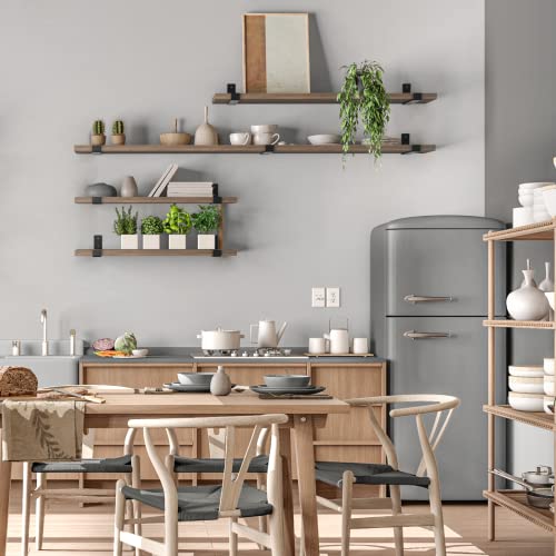 8 Inch Wall Shelf Brackets (Match 7.25" Board) 4Pcs, Heavy Duty Black Metal, Kitchen, Bathroom, Mantel, Floating Shelves Hardware #TOP7