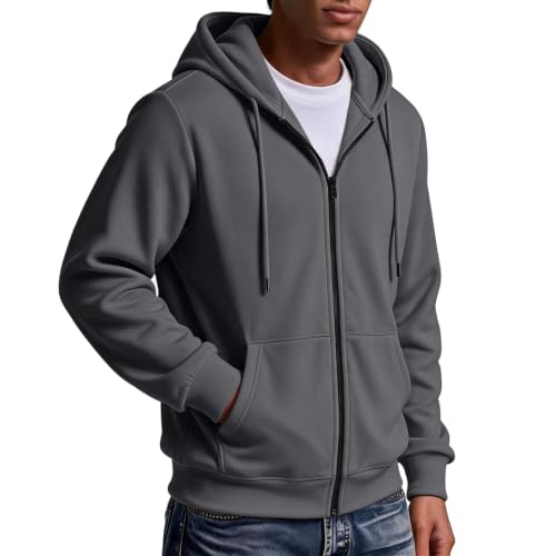 Hooded Sweatshirt Men Zipper Oversized Fleece Lined Hoodie Hoodies - image 4