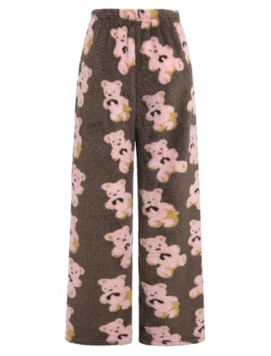 Image of ZAFUL Women's Fuzzy Plush Pajama Pants Wide Leg Pj Bottoms Lounge Pants