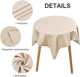 Wolkemer Faux Linen Small Square Tablecloth Heavy Duty Wrinkle Resistant Fabric Table Cloths 36 x 36 Inch Beige Coffee Table Cover for Kitchen Dining Indoor Outdoor Tabletop Decoration