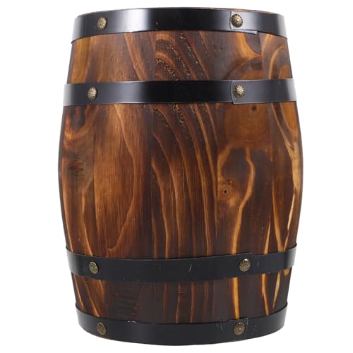 Hemoton Oak Barrel Decoration Decorations Antique Barrel Brown Wine Barrel Kitchen Decor Party Use Wine Barrel Decor Material Wine Barrel Ornament Outdoor Barrel Shape Rustic Retro Wooden