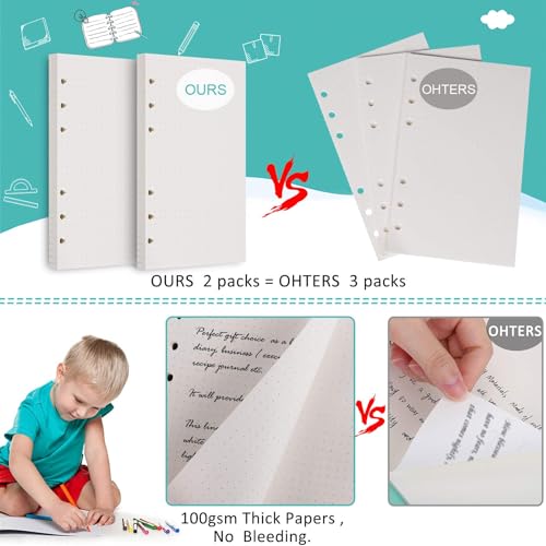 Papel de recarga A6 punteado hojas de repuesto para cuaderno de 6 anillas 3